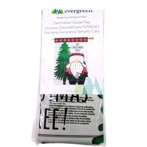 Evergreen House Flag Merry Oh Christmas Tree Santa Claus Holiday Decor NEW